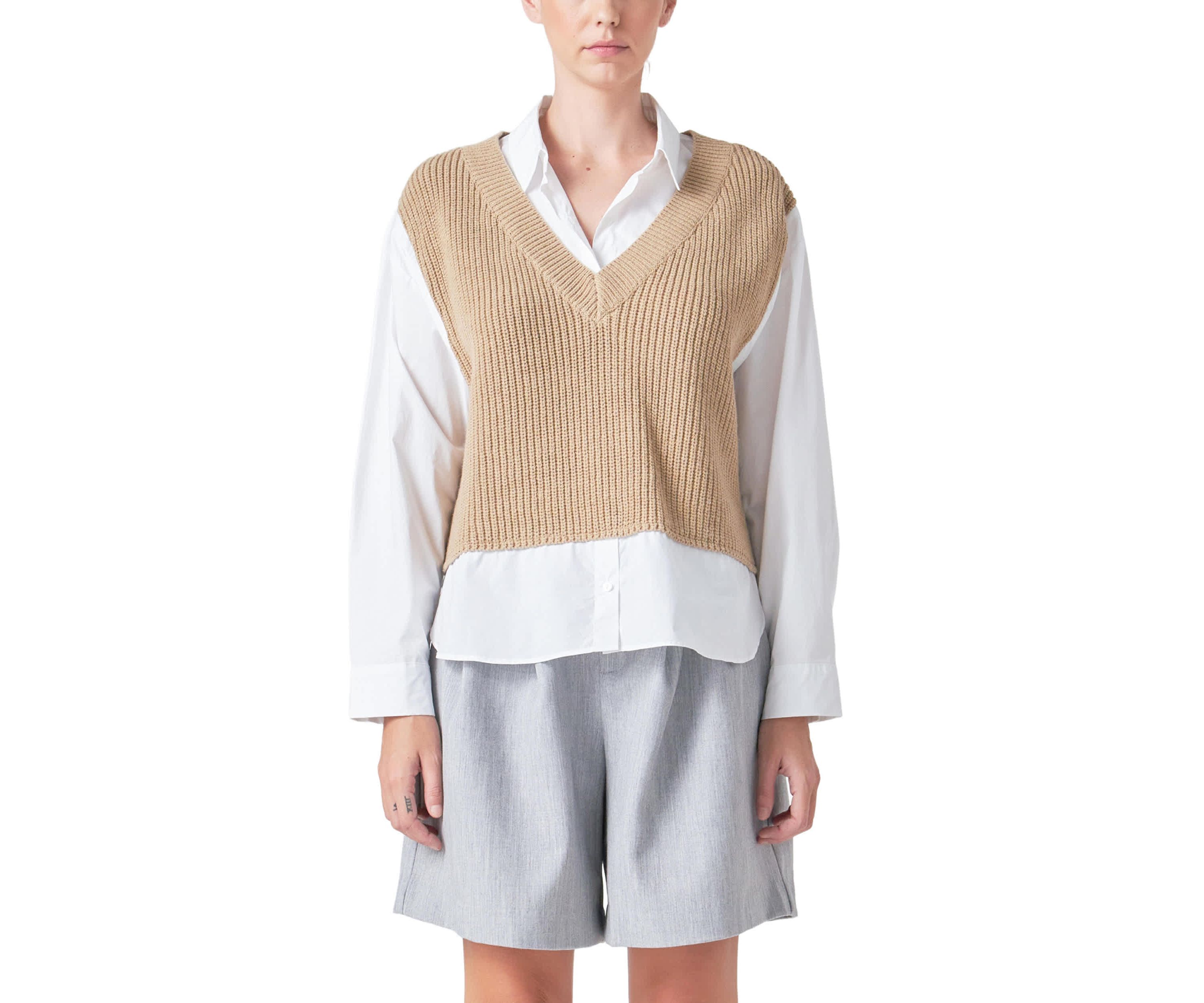 Sweater Over Shirt
