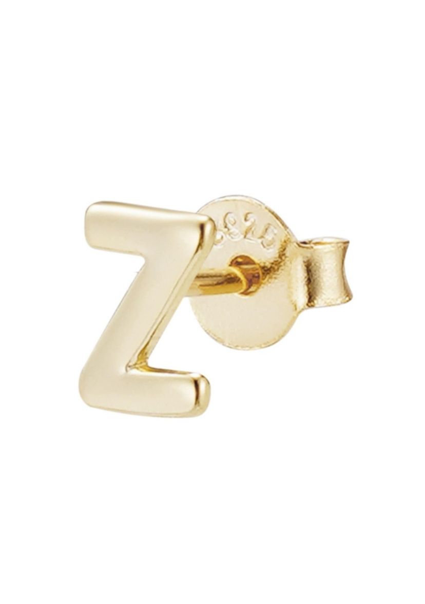 14k Gold Vermeil .925 Sterling Silver Single Initial Stud Earring