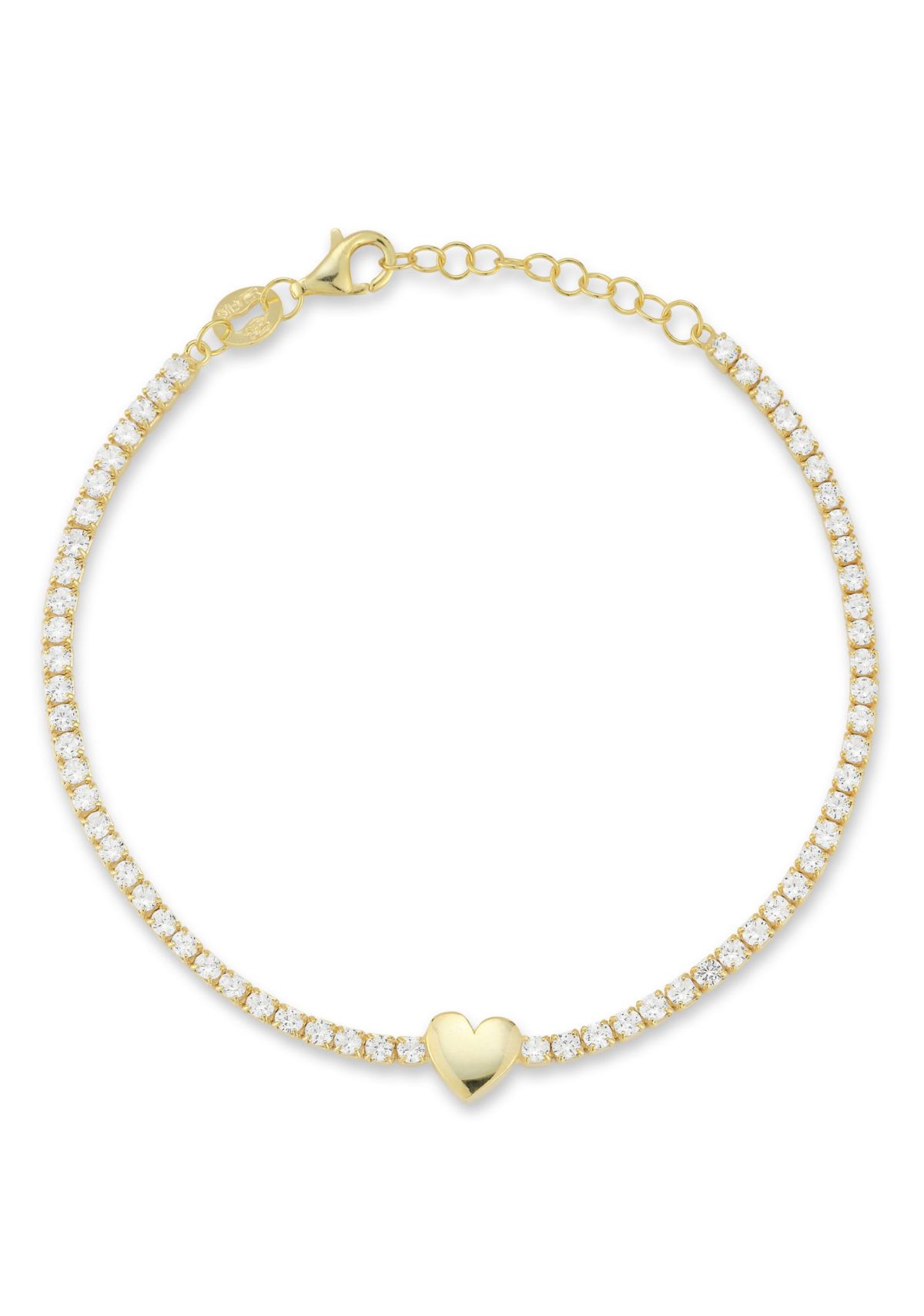 Sterling Silver Cubic Zirconia Heart Tennis Bracelet