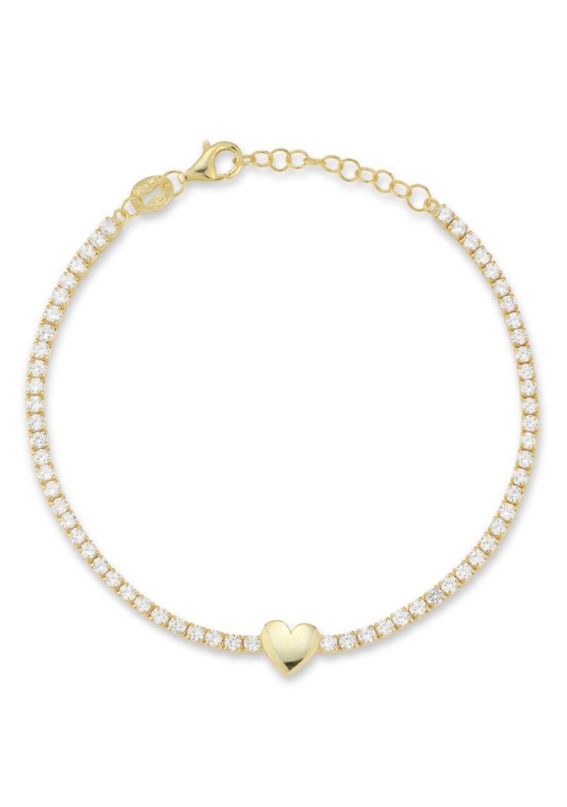 Sterling Silver Cubic Zirconia Heart Tennis Bracelet