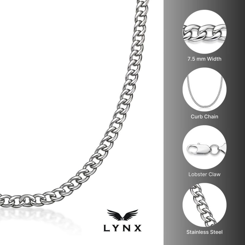 Stainless Steel 7 mm Curb Chain Necklace