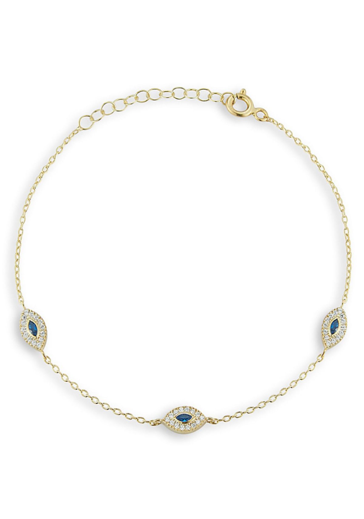 Sterling Silver Cubic Zirconia Evil Eye Anklet