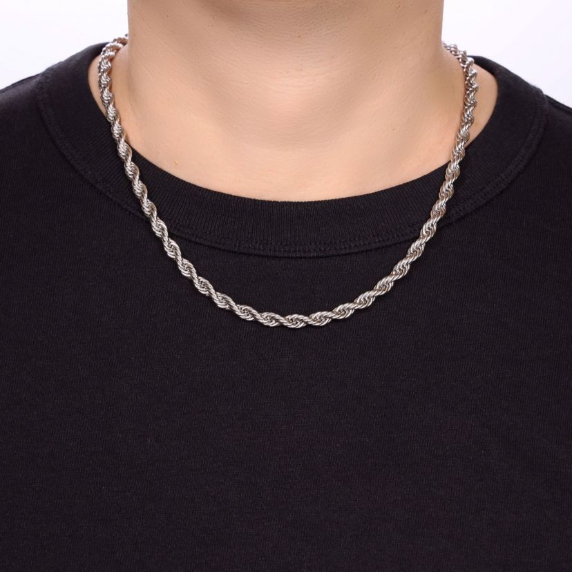 Stainless Steel 6mm Rope Chain Necklace