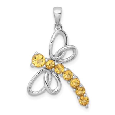Belk & Co 1.12 ct. t.w. Light Swiss Blue Topaz Polished Dragonfly Pendant in Rhodium-plated Sterling Silver, White