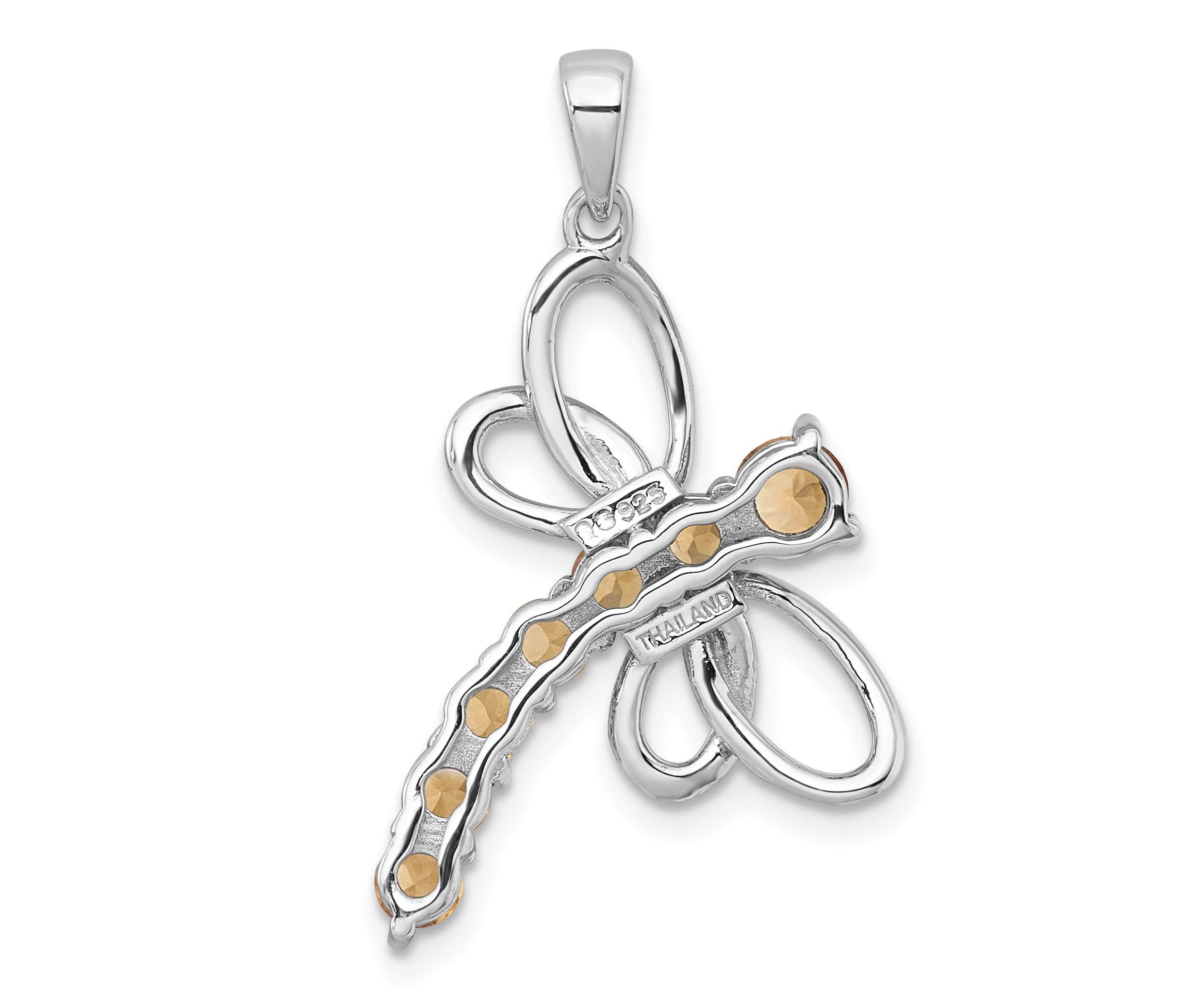 7/8 ct. t.w. Amethyst Polished Dragonfly Pendant in Rhodium-plated Sterling Silver