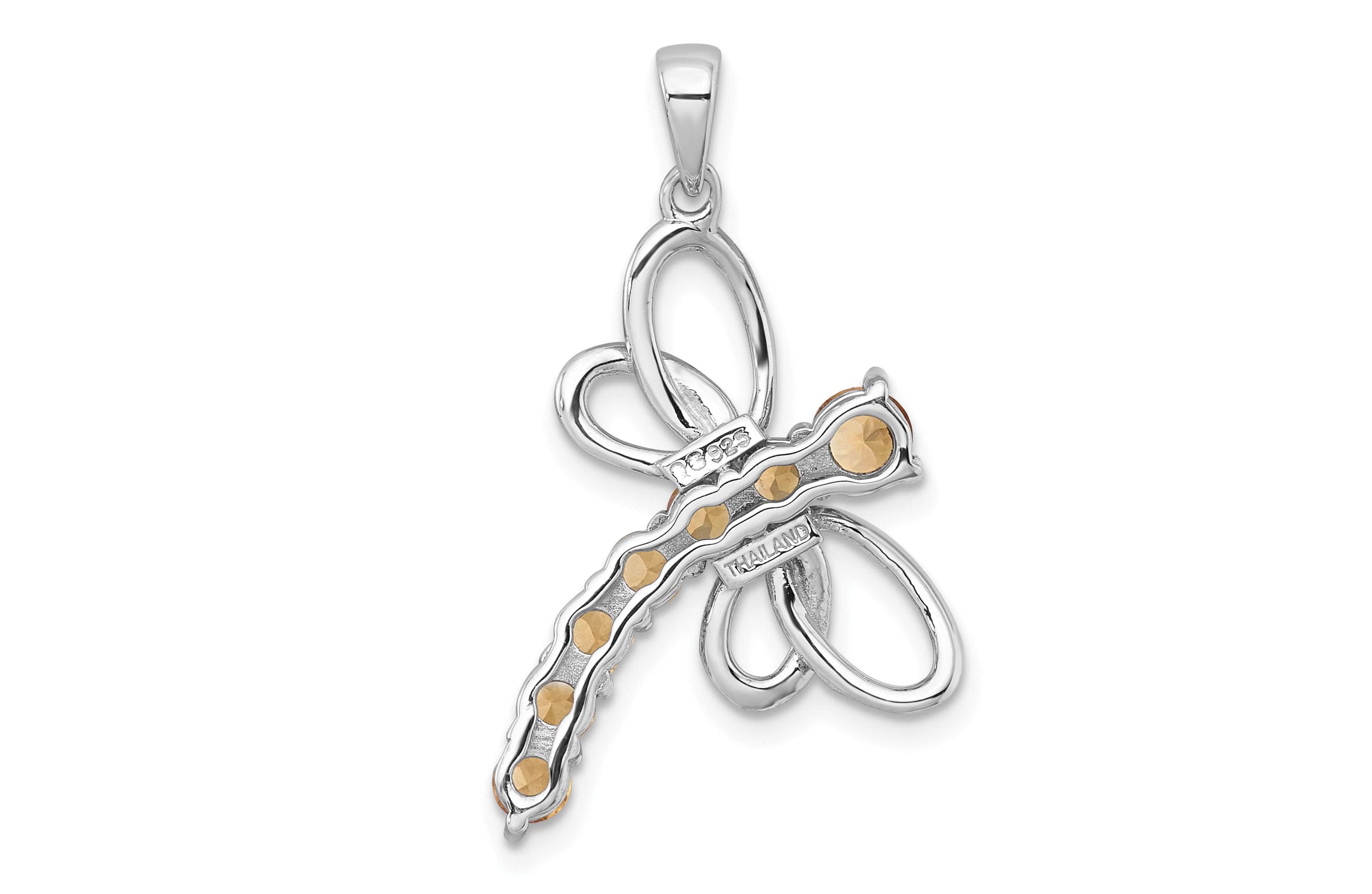 7/8 ct. t.w. Amethyst Polished Dragonfly Pendant in Rhodium-plated Sterling Silver