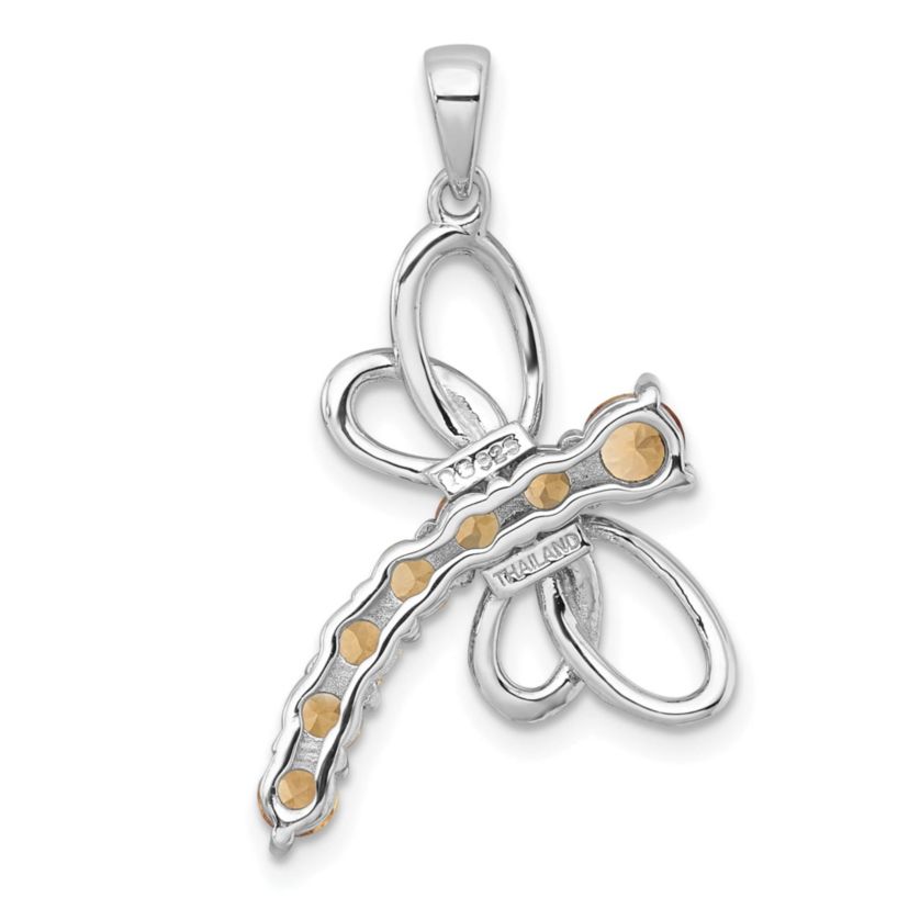 7/8 ct. t.w. Amethyst Polished Dragonfly Pendant in Rhodium-plated Sterling Silver