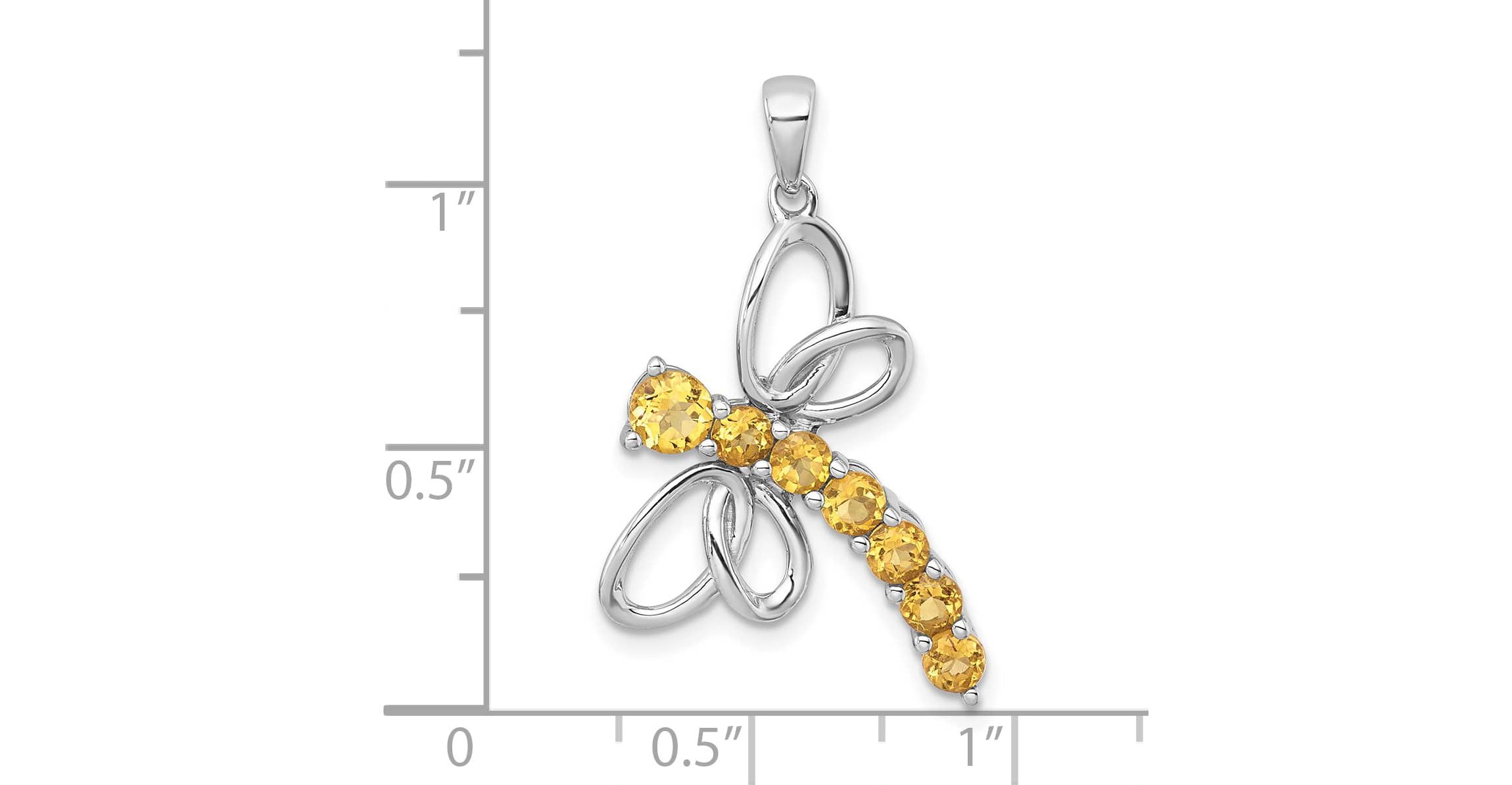 7/8 ct. t.w. Amethyst Polished Dragonfly Pendant in Rhodium-plated Sterling Silver