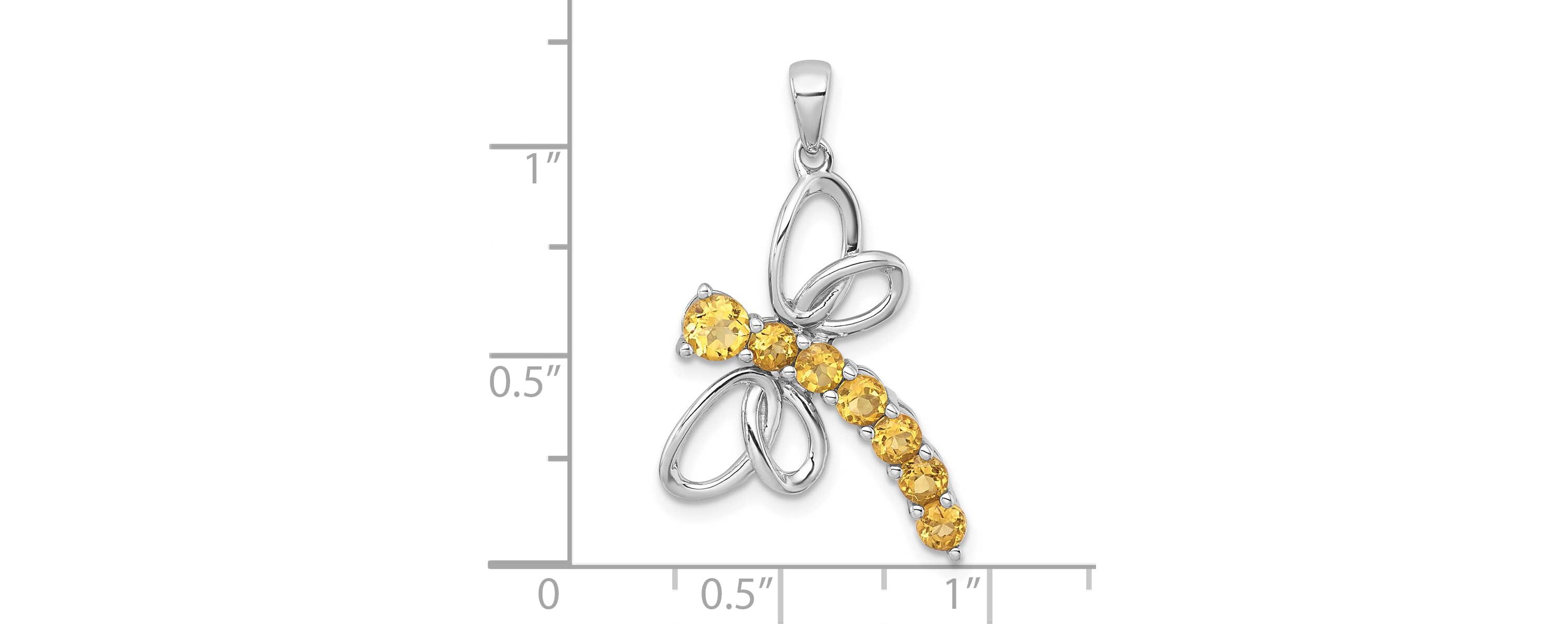 7/8 ct. t.w. Amethyst Polished Dragonfly Pendant in Rhodium-plated Sterling Silver