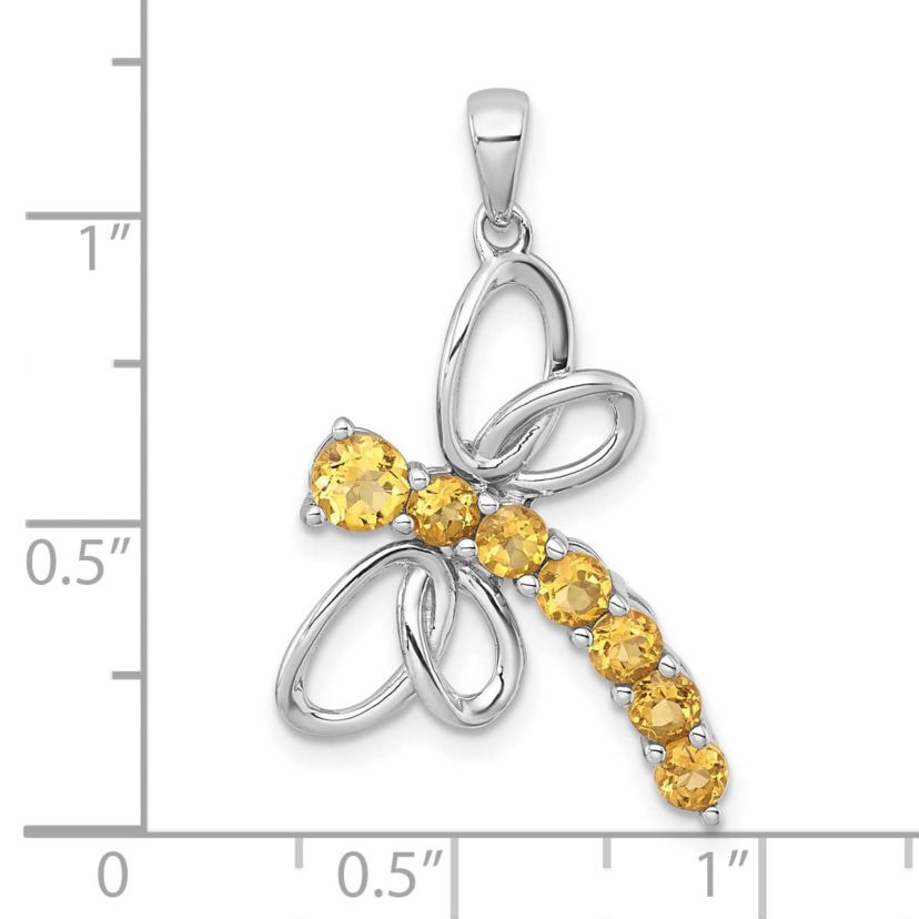 7/8 ct. t.w. Amethyst Polished Dragonfly Pendant in Rhodium-plated Sterling Silver