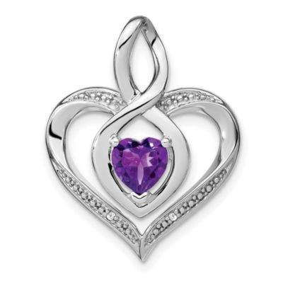 Belk & Co 7/8 ct. t.w. Amethyst and 0.01 ct. t.w. Diamond Pendant in Rhodium-plated Sterling Silver, White