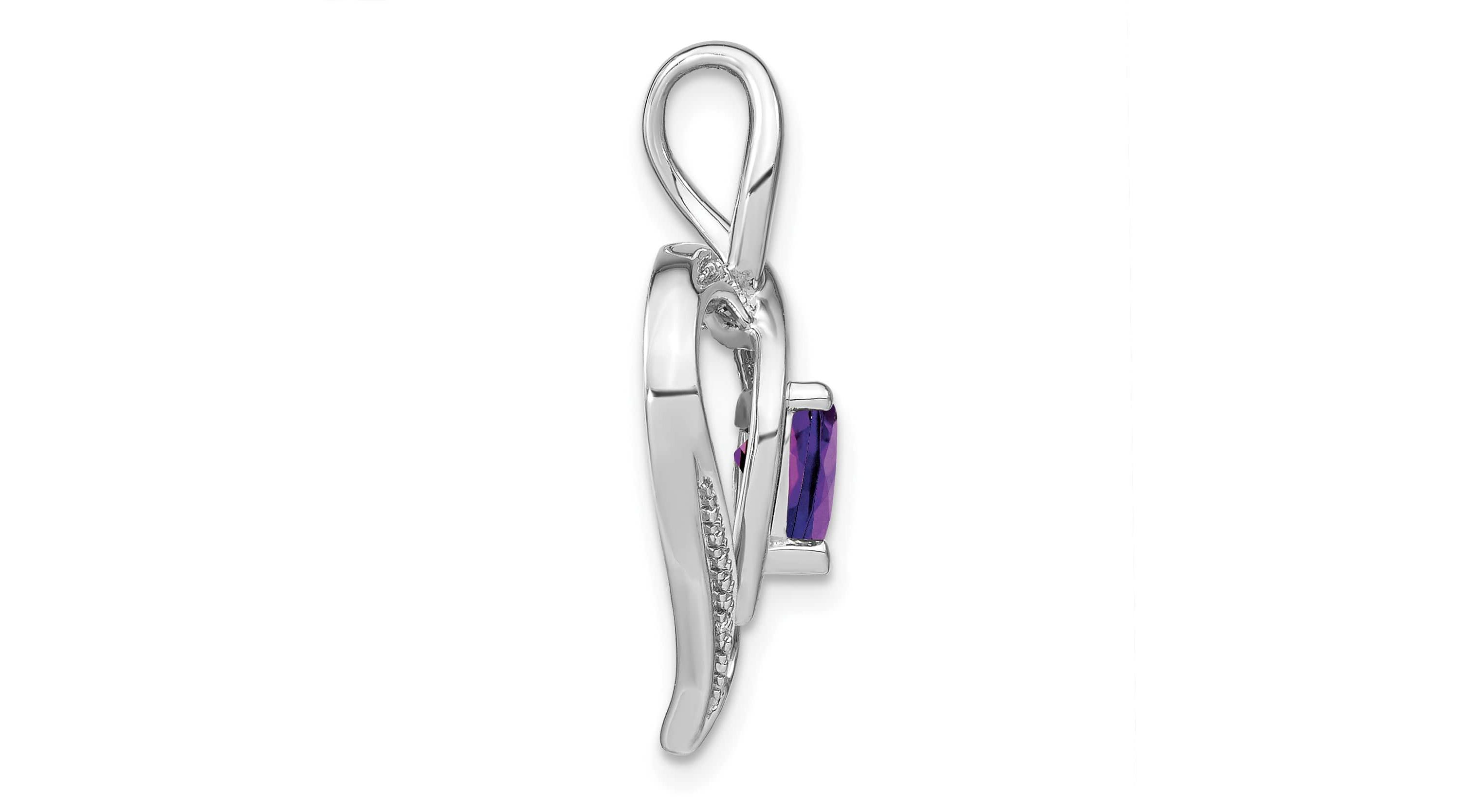 7/8 ct. t.w. Garnet and 0.01 ct. t.w. Diamond Pendant in Rhodium-plated Sterling Silver