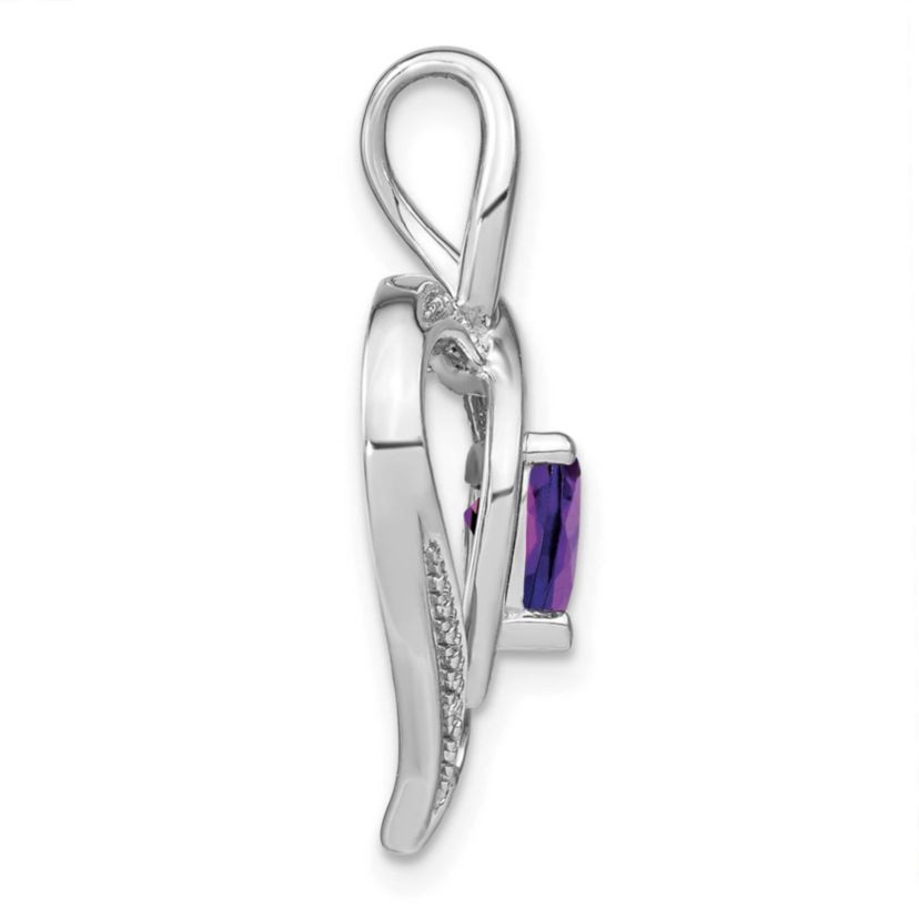 7/8 ct. t.w. Garnet and 0.01 ct. t.w. Diamond Pendant in Rhodium-plated Sterling Silver