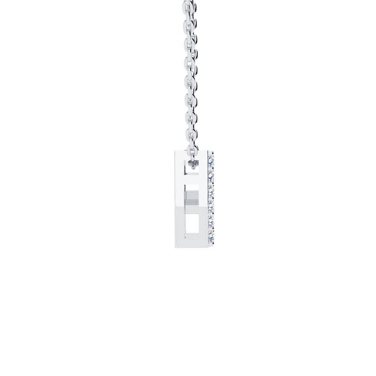 Lab Created Block Initial Lab Grown Diamond Necklace In Sterling Silver With 18 Inch Chain, All Letters Available