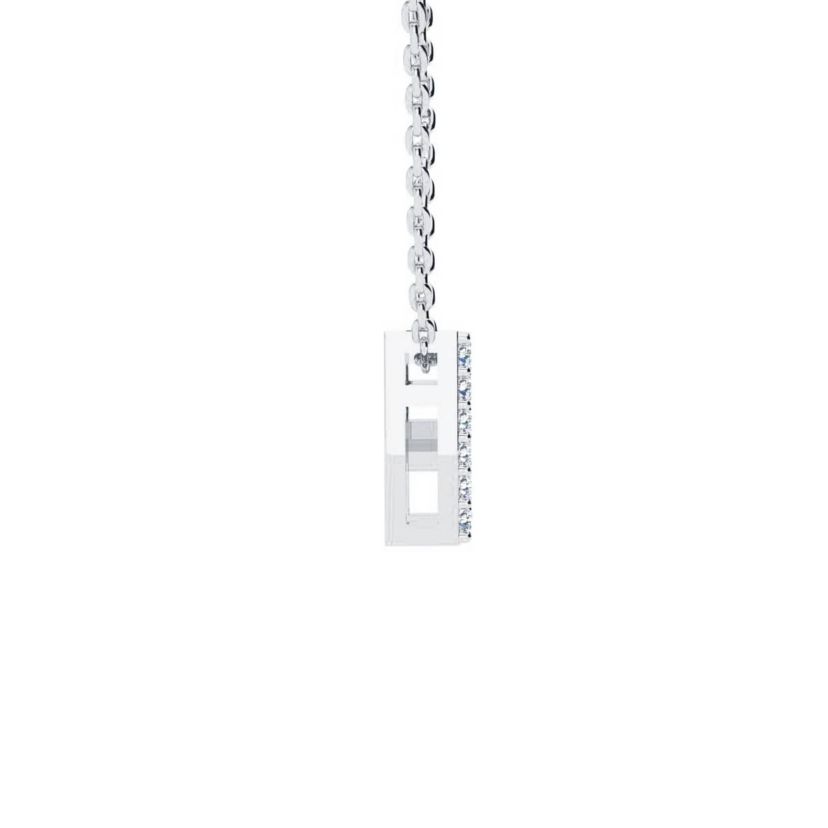 Lab Created Block Initial Lab Grown Diamond Necklace In Sterling Silver With 18 Inch Chain, All Letters Available