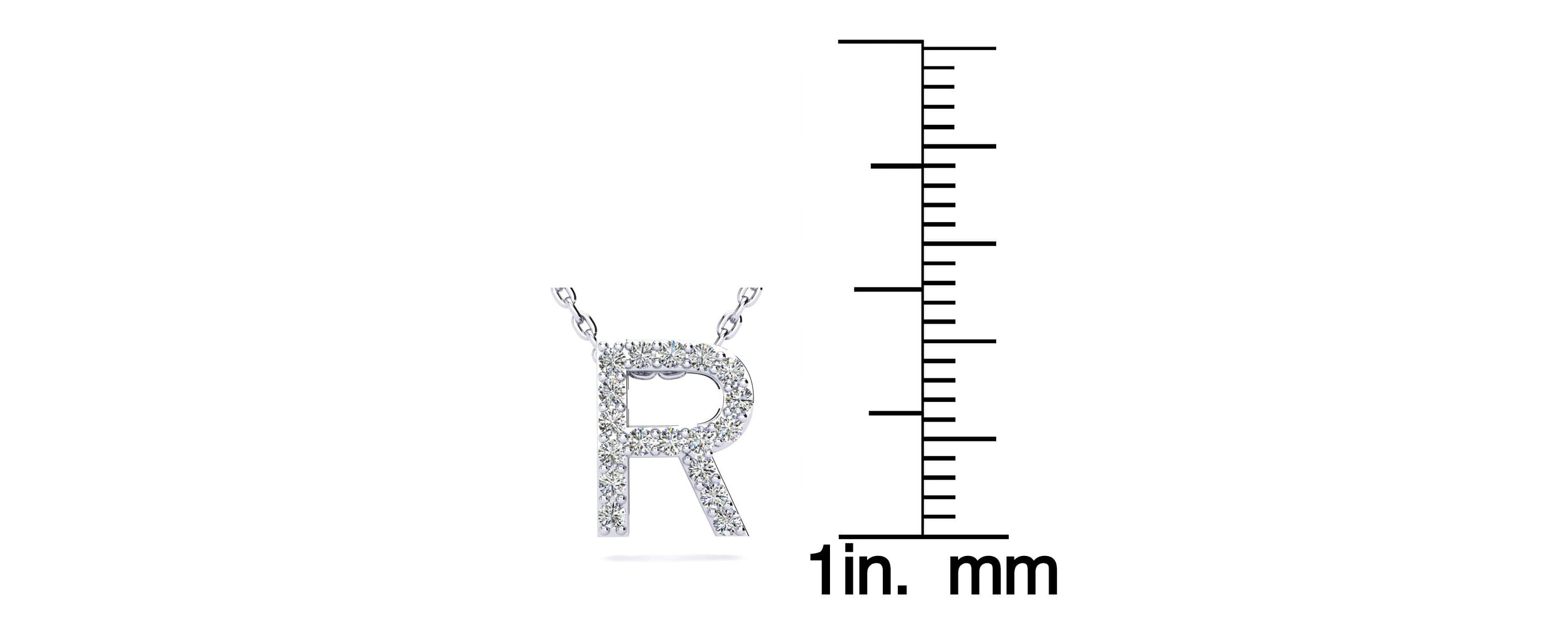 Lab Created Block Initial Lab Grown Diamond Necklace In Sterling Silver With 18 Inch Chain, All Letters Available