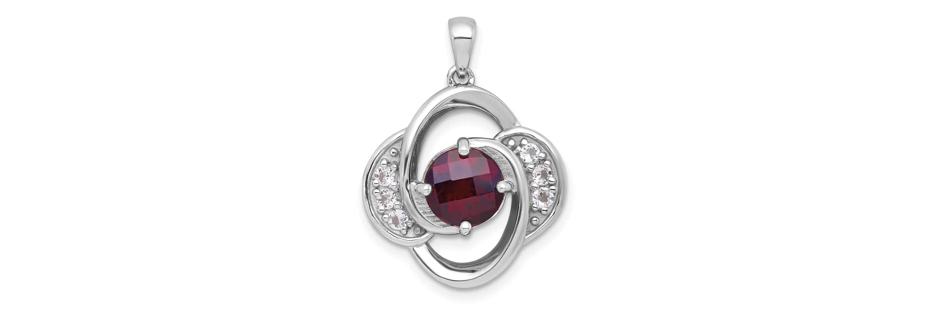 1.99 ct. t.w. Citrine and 1/4 ct. t.w. White Topaz Polished Fancy Pendant in Rhodium-plated Sterling Silver