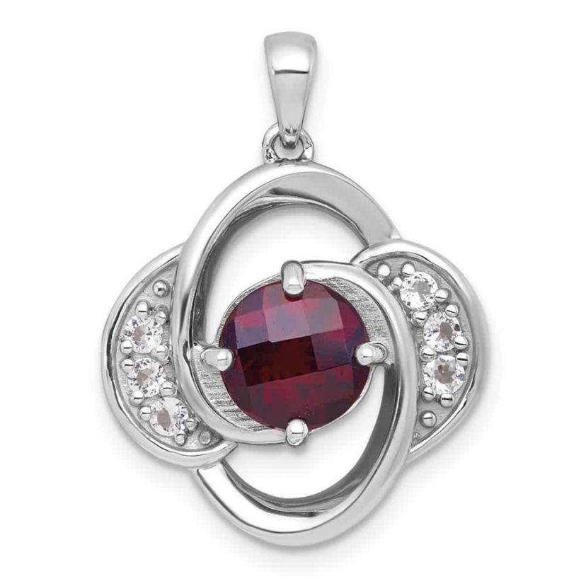 1.99 ct. t.w. Citrine and 1/4 ct. t.w. White Topaz Polished Fancy Pendant in Rhodium-plated Sterling Silver
