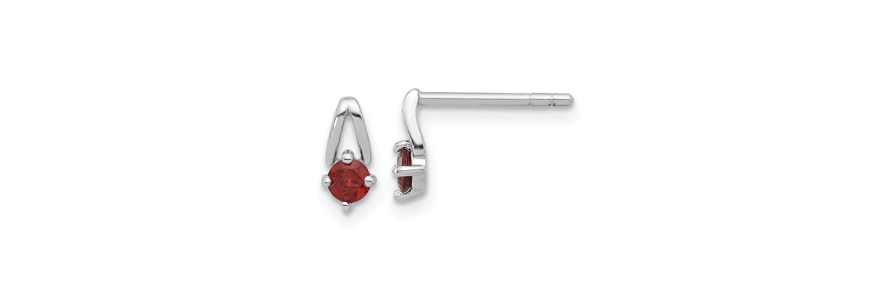 1/5 ct. t.w. Garnet Post Earrings in Rhodium-plated Sterling Silver