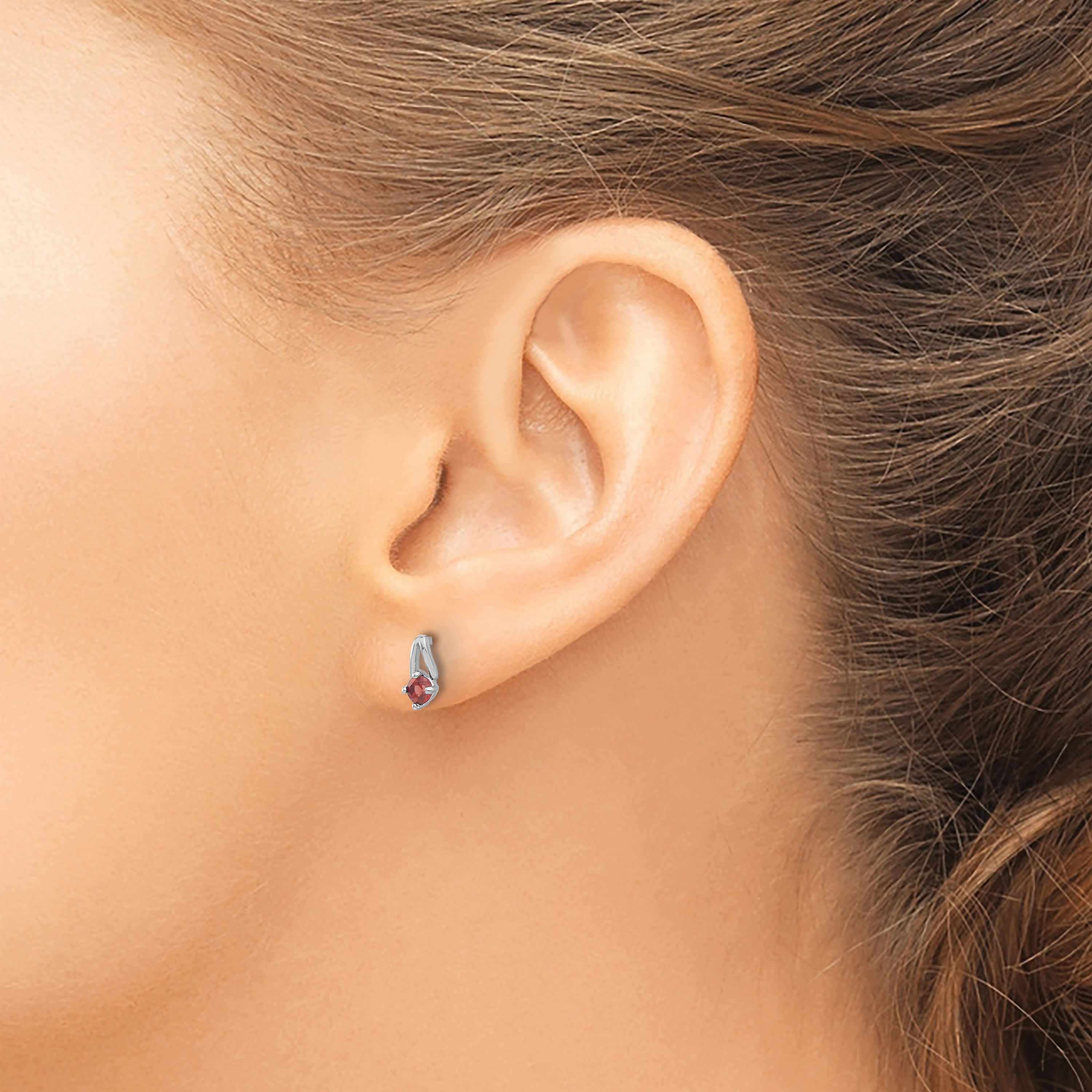 1/5 ct. t.w. Garnet Post Earrings in Rhodium-plated Sterling Silver