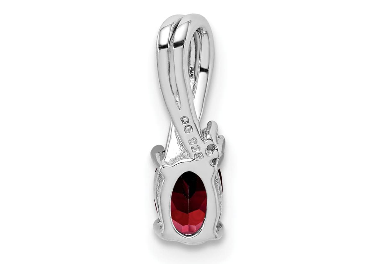 5/8 ct. t.w. Garnet and 0.004 ct. t.w. Diamond Pendant in Rhodium-plated Sterling Silver