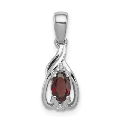Belk & Co 3/8 ct. t.w. Citrine and 0.01 ct. t.w. Diamond Oval Pendant in Rhodium-plated Sterling Silver