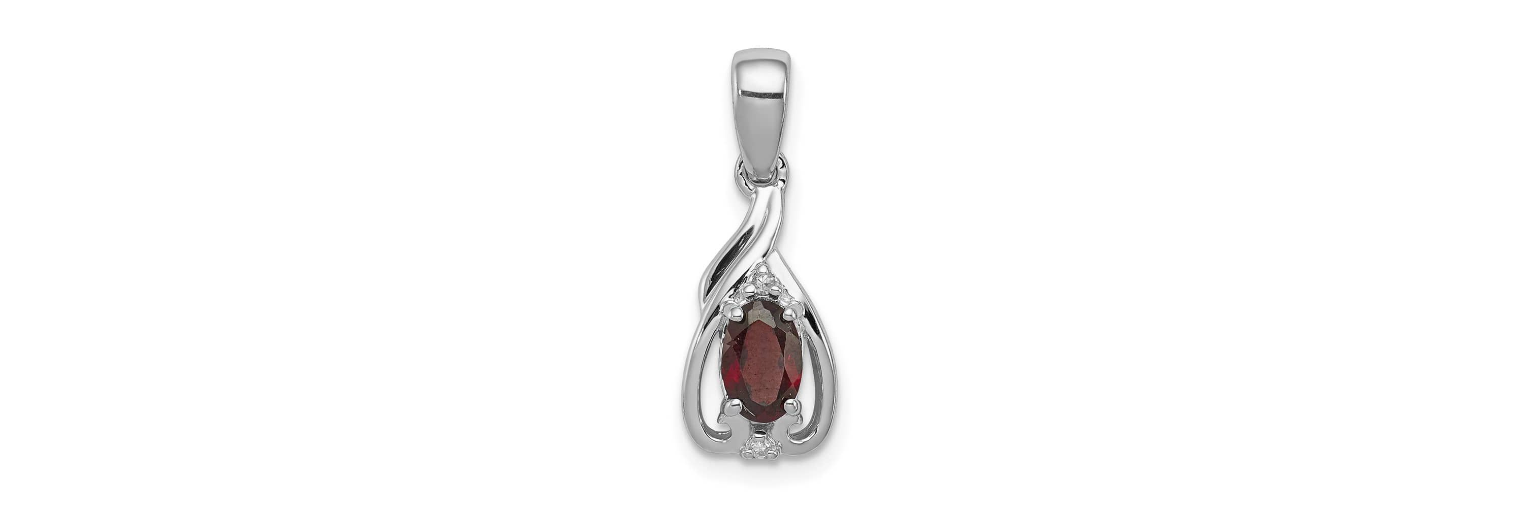 5/8 ct. t.w. Garnet and 0.01 ct. t.w. Diamond Pendant in Rhodium-plated Sterling Silver
