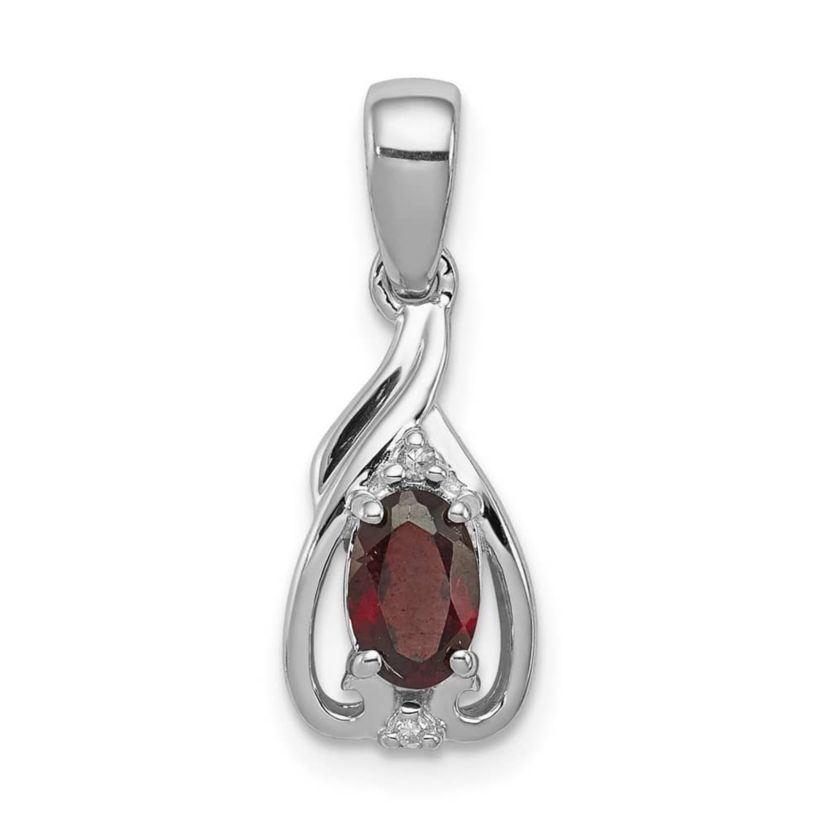 5/8 ct. t.w. Garnet and 0.01 ct. t.w. Diamond Pendant in Rhodium-plated Sterling Silver