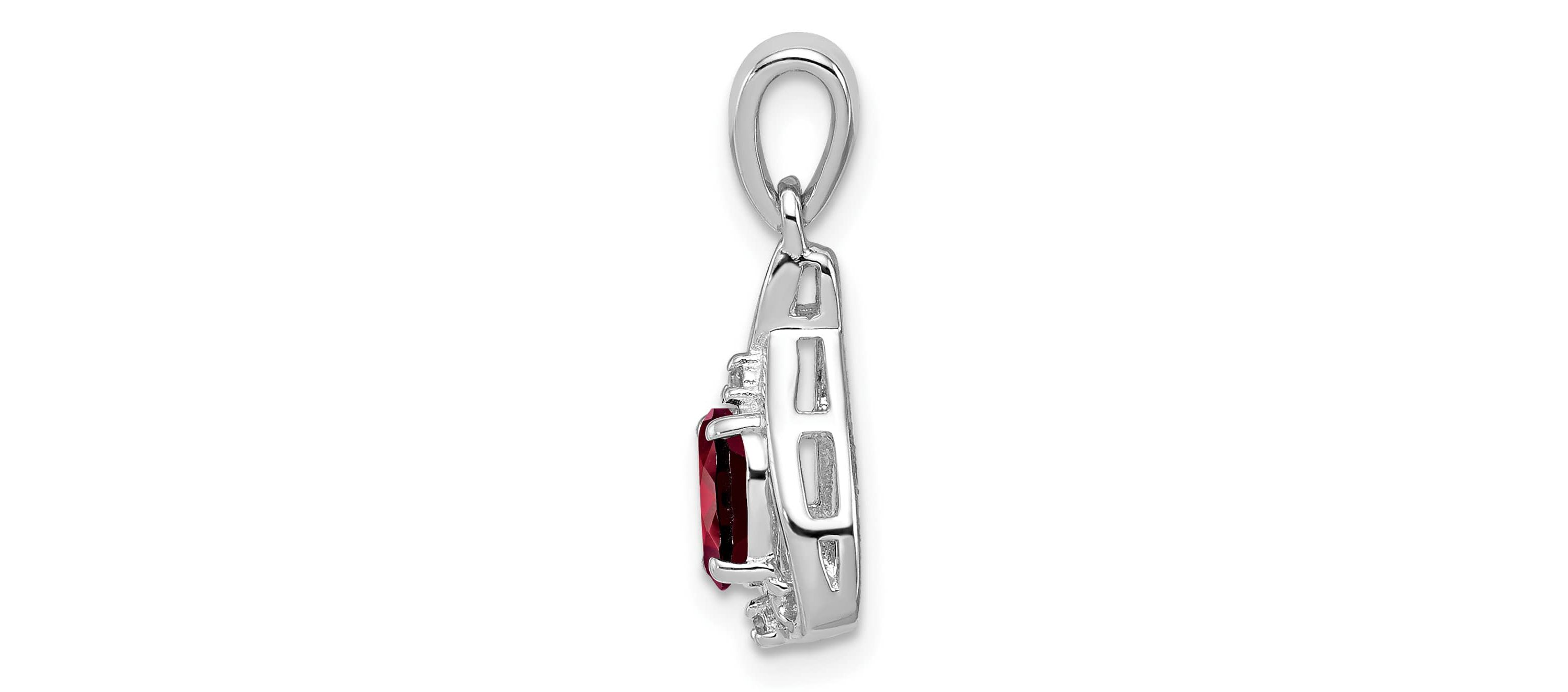 5/8 ct. t.w. Garnet and 0.01 ct. t.w. Diamond Pendant in Rhodium-plated Sterling Silver