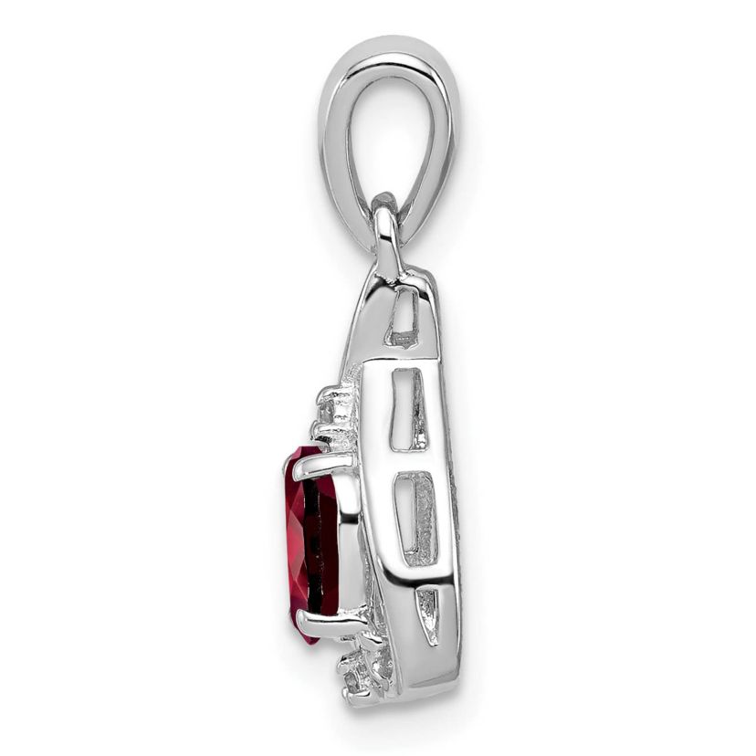 5/8 ct. t.w. Garnet and 0.01 ct. t.w. Diamond Pendant in Rhodium-plated Sterling Silver