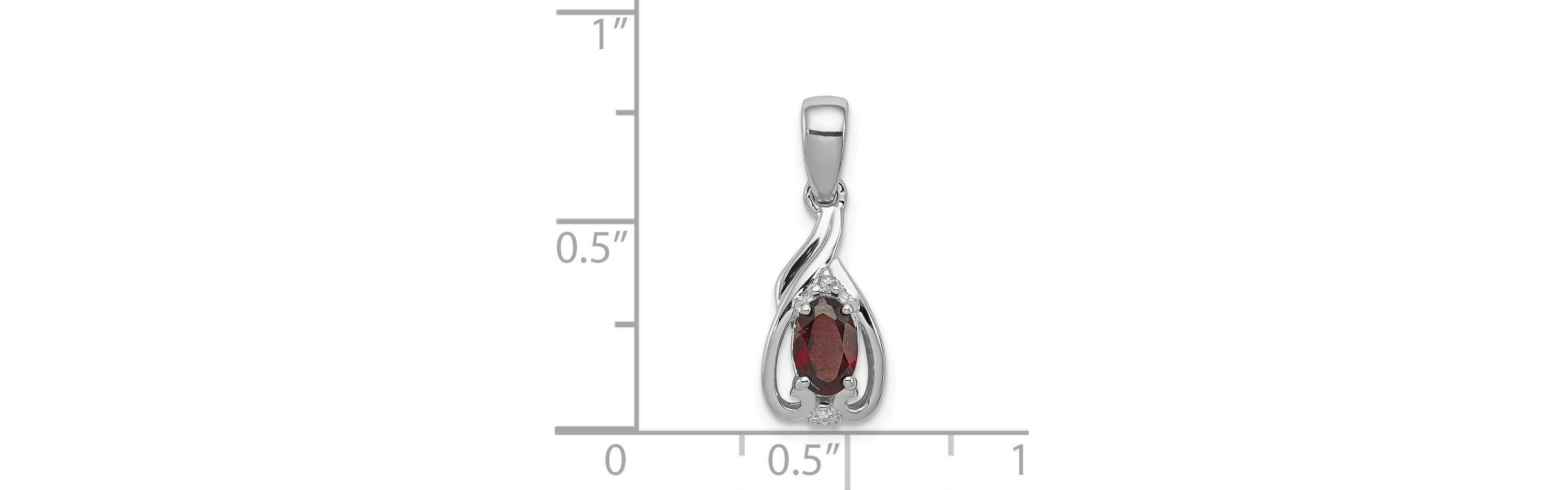 5/8 ct. t.w. Garnet and 0.01 ct. t.w. Diamond Pendant in Rhodium-plated Sterling Silver