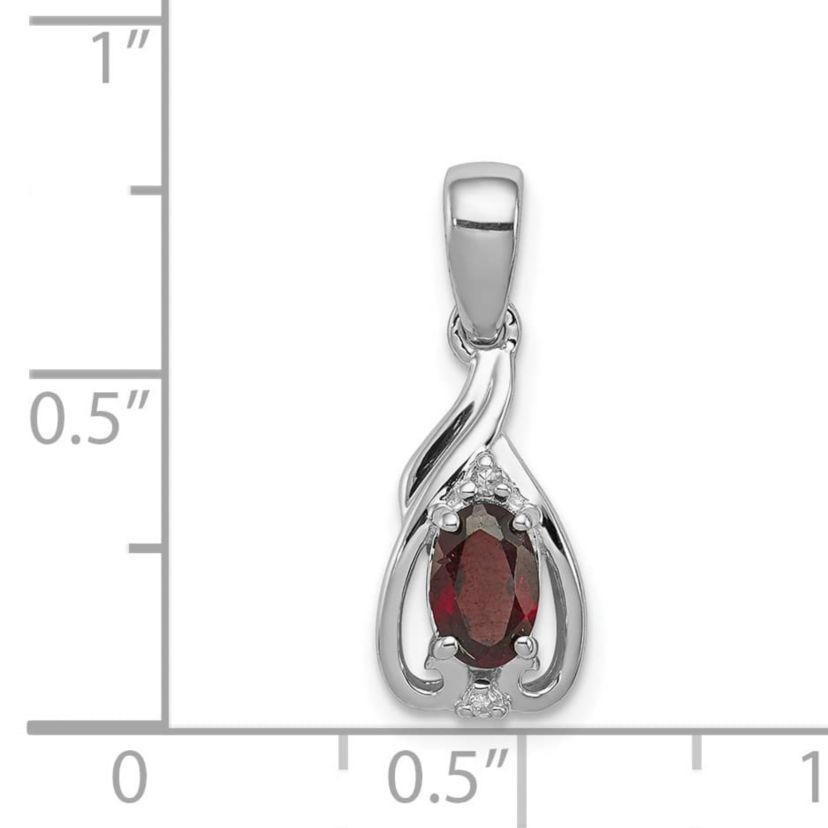 5/8 ct. t.w. Garnet and 0.01 ct. t.w. Diamond Pendant in Rhodium-plated Sterling Silver