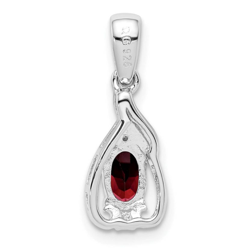 5/8 ct. t.w. Garnet and 0.01 ct. t.w. Diamond Pendant in Rhodium-plated Sterling Silver
