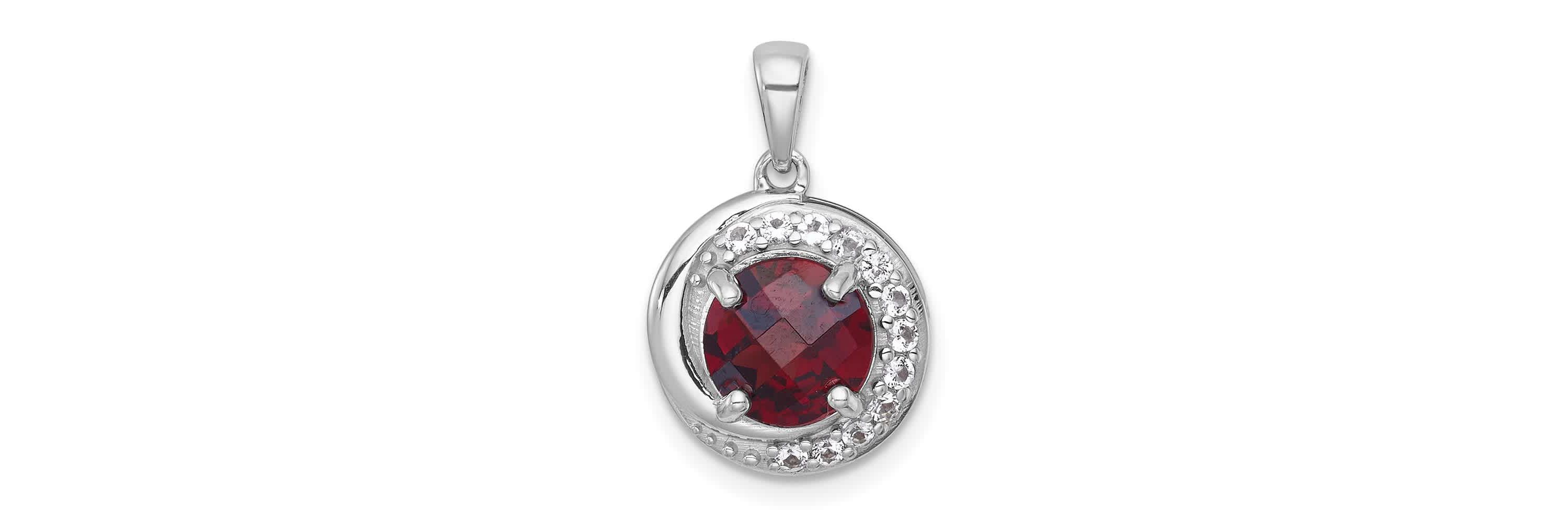 1.79 ct. t.w. Citrine and 1/5 ct. t.w. White Topaz Polished Fancy Circle Pendant in Rhodium-plated Sterling Silver