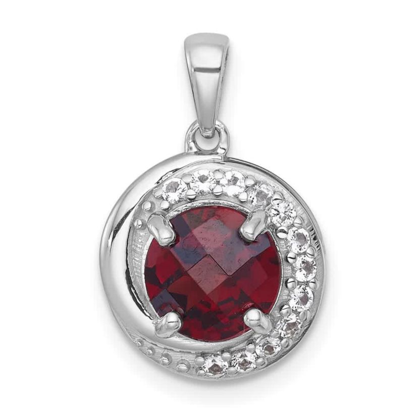 1.79 ct. t.w. Citrine and 1/5 ct. t.w. White Topaz Polished Fancy Circle Pendant in Rhodium-plated Sterling Silver