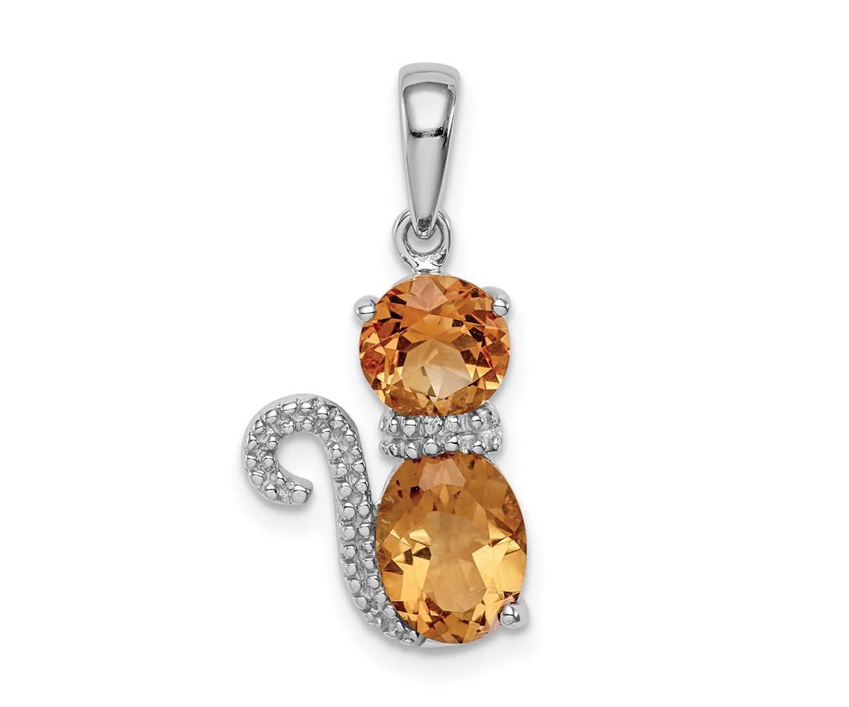 2.4 ct. t.w. Garnet and 0.003 ct. t.w. Diamond Cat Pendant in Rhodium-plated Sterling Silver