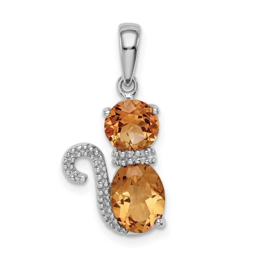 2.4 ct. t.w. Garnet and 0.003 ct. t.w. Diamond Cat Pendant in Rhodium-plated Sterling Silver