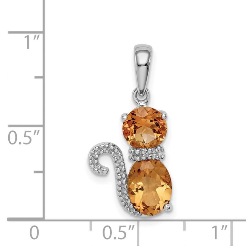 2.4 ct. t.w. Garnet and 0.003 ct. t.w. Diamond Cat Pendant in Rhodium-plated Sterling Silver