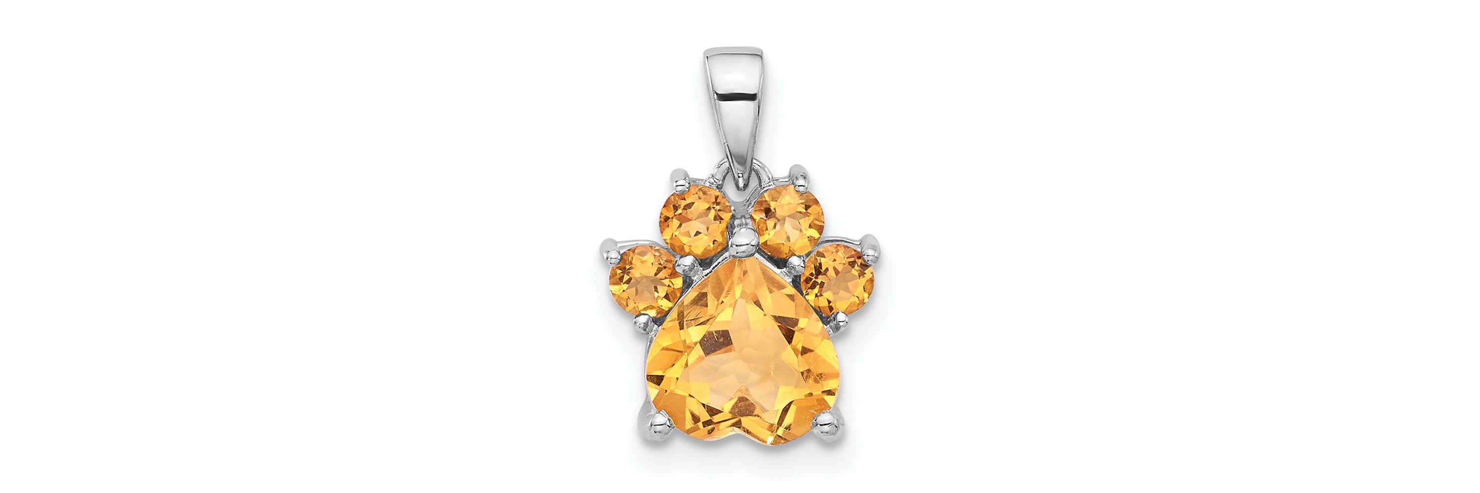 1.56 ct. t.w. Citrine Polished Paw Pendant in Rhodium-plated Sterling Silver
