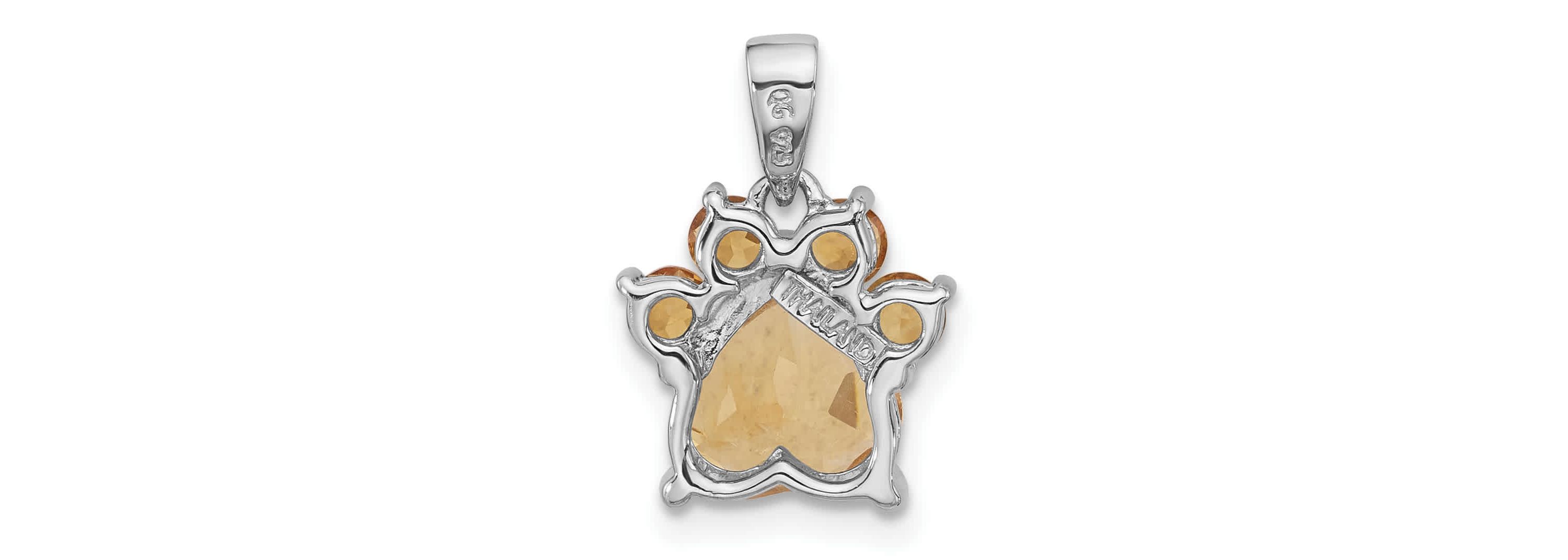 1.56 ct. t.w. Citrine Polished Paw Pendant in Rhodium-plated Sterling Silver