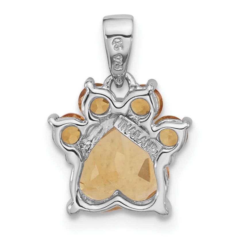 1.56 ct. t.w. Citrine Polished Paw Pendant in Rhodium-plated Sterling Silver