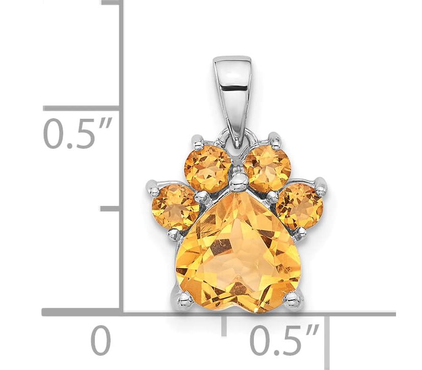 1.56 ct. t.w. Citrine Polished Paw Pendant in Rhodium-plated Sterling Silver