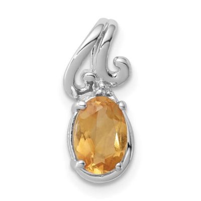 Belk & Co 3/4 ct. t.w. Citrine and 0.01 ct. t.w. Diamond Pendant in Rhodium-plated Sterling Silver, White