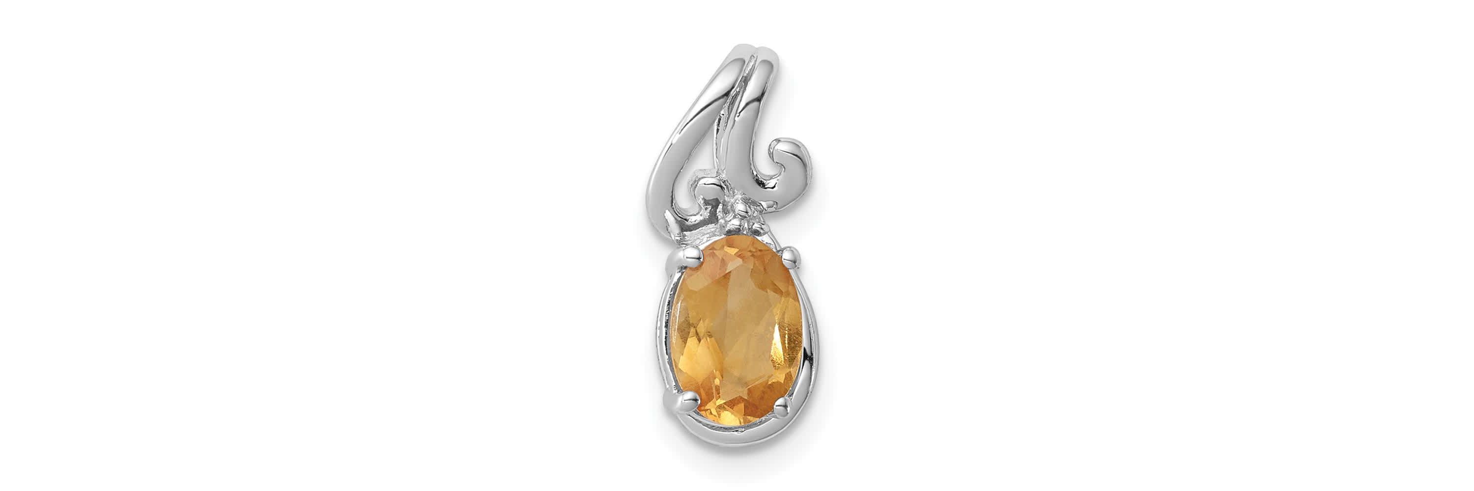 3/4 ct. t.w. Citrine and 0.01 ct. t.w. Diamond Pendant in Rhodium-plated Sterling Silver