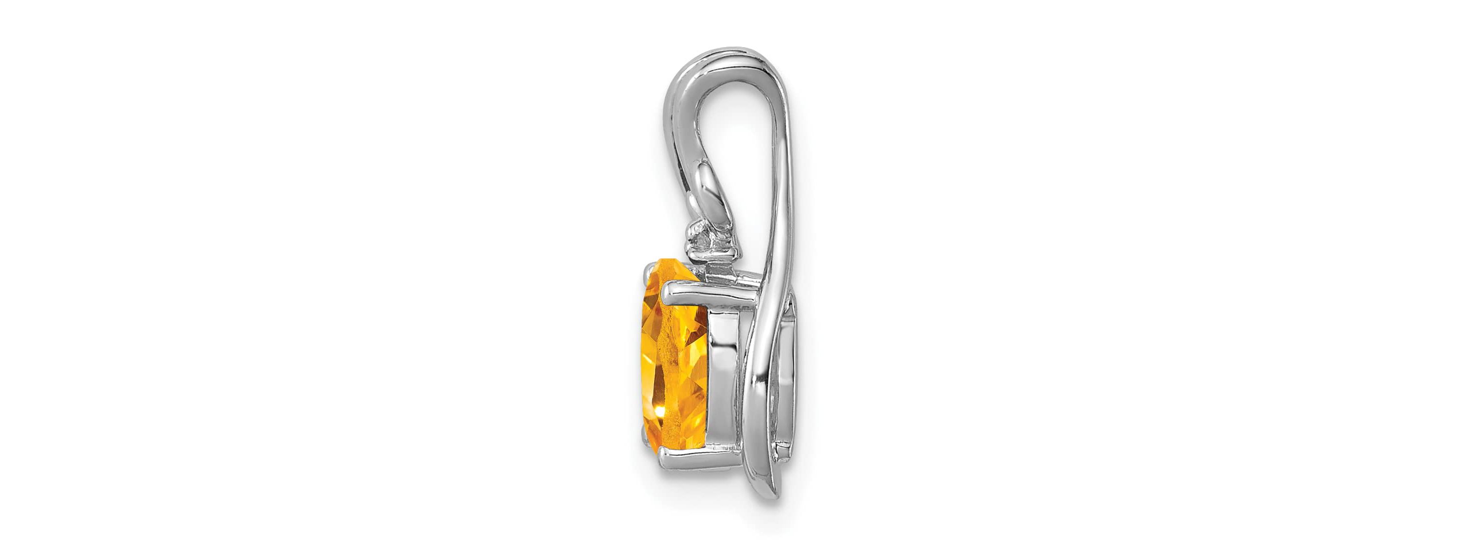 3/4 ct. t.w. Citrine and 0.01 ct. t.w. Diamond Pendant in Rhodium-plated Sterling Silver