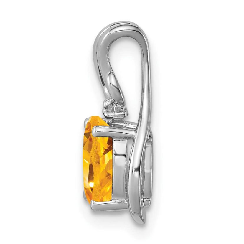 3/4 ct. t.w. Citrine and 0.01 ct. t.w. Diamond Pendant in Rhodium-plated Sterling Silver