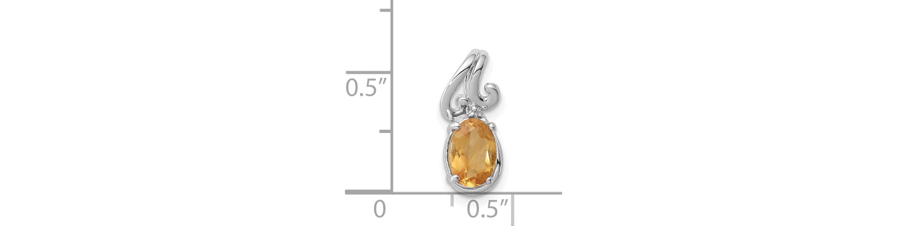 3/4 ct. t.w. Citrine and 0.01 ct. t.w. Diamond Pendant in Rhodium-plated Sterling Silver