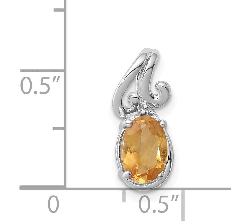 3/4 ct. t.w. Citrine and 0.01 ct. t.w. Diamond Pendant in Rhodium-plated Sterling Silver