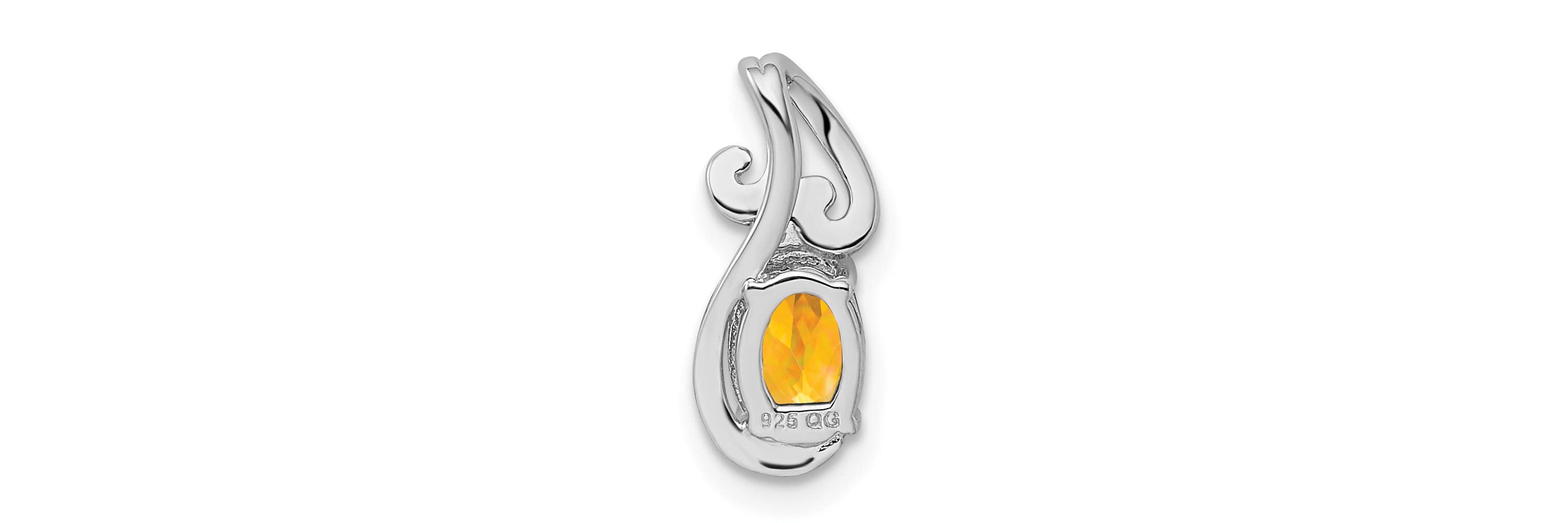 3/4 ct. t.w. Citrine and 0.01 ct. t.w. Diamond Pendant in Rhodium-plated Sterling Silver
