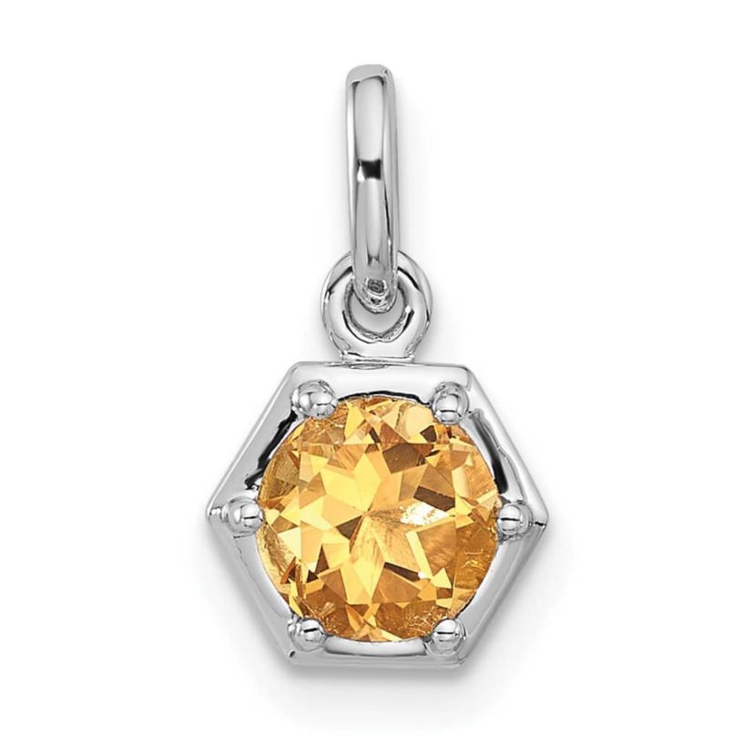 7/8 ct. t.w. Sky Blue Topaz Polished Solitaire Charm Pendant in Rhodium-plated Sterling Silver